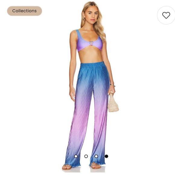 NWT SIMKHAI Dante Ombre Wide Leg Pant in Sheer Lilac Ombre Large Revolve - Picture 13 of 13